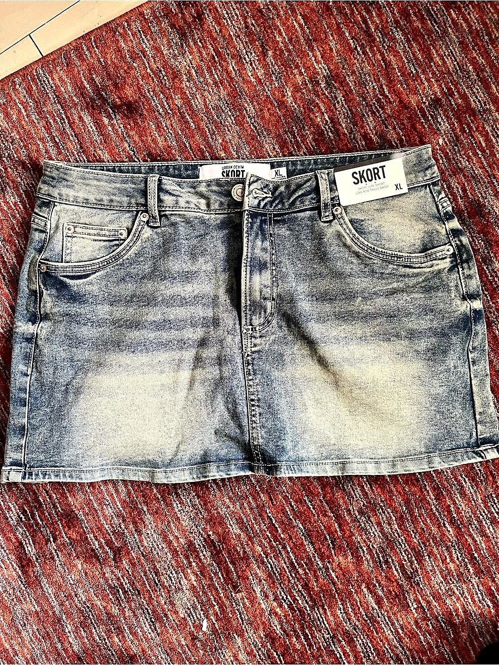 EXPRESS Jean Skort Denim Skort in Blue Size XL